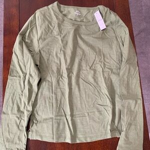 J. Crew Olive Long-Sleeve Crewneck Top